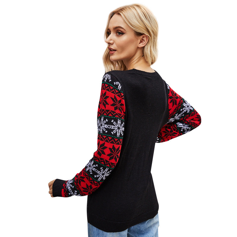 Santa Embroidered Crew Neck Sweater